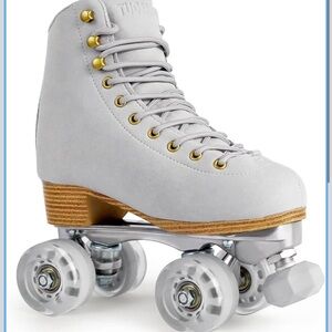 Chic Gray Roller Skates with Gold Details